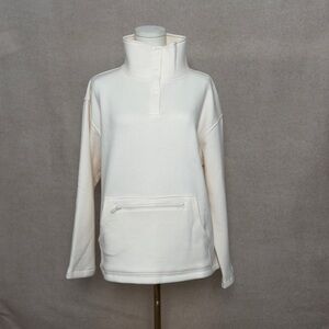 Zenana Outfitters Cream Fleece Pullover with High Collar